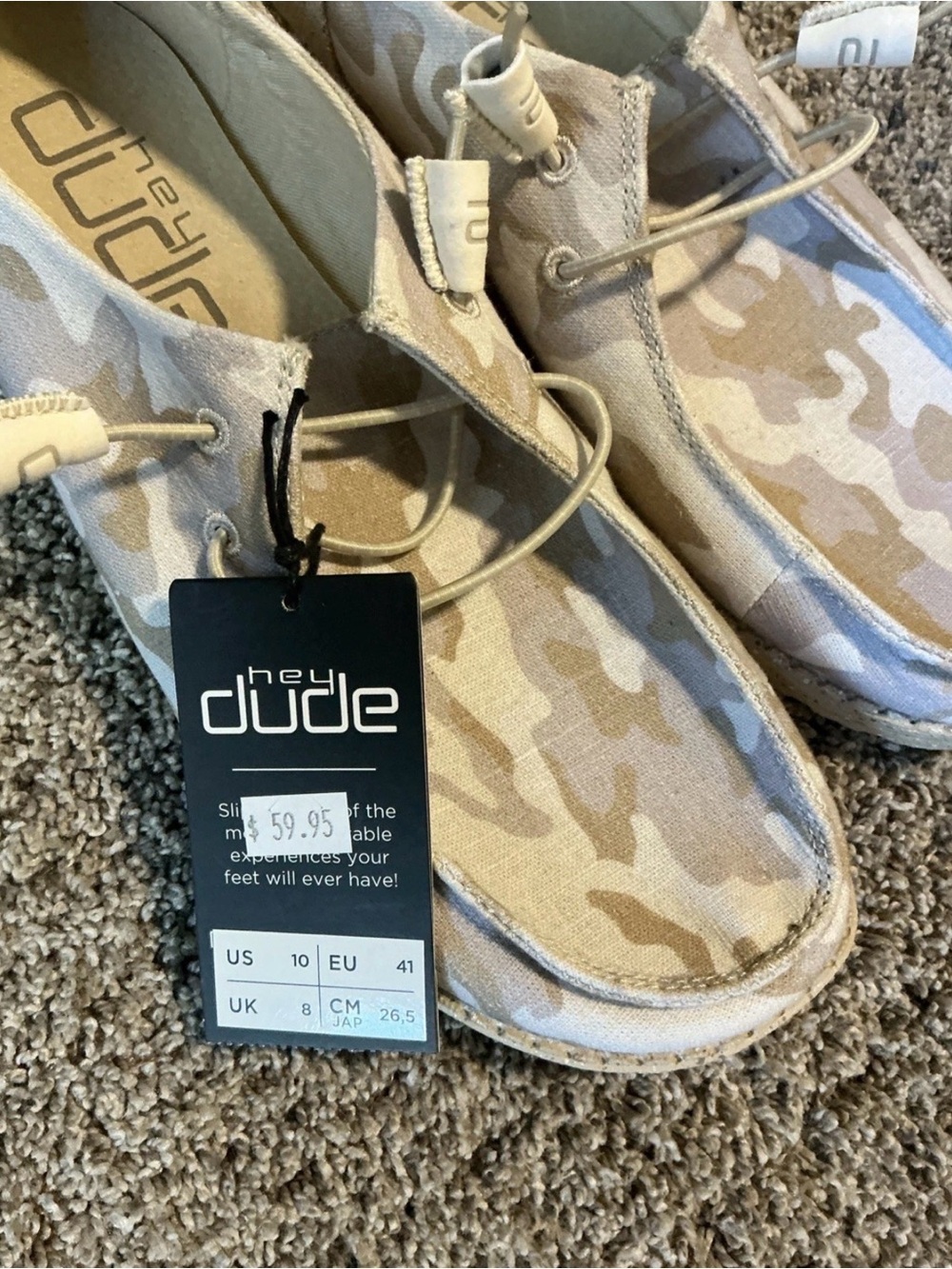 Hey Dude Women’s Slip-On Shoes in Beige Camo - Picture 2 of 6